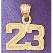 Number 23 Charm Pendant 14k Gold (1.2 Grams) picture