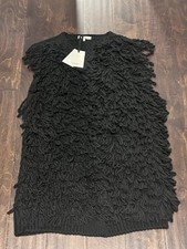 NWT Cocogio Vest Sweater Women’s SZ Med Wool Blend Fringe Knit Made in Italy picture