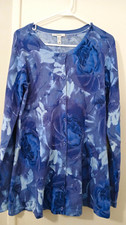 Isaac Mizrahi Live Women’s XL Blue Floral Knit Button Front Cardigan Sweater picture
