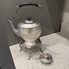Antique Silver Plate Victorian Spirit Kettle/Tea Pot with Stand and Burner picture