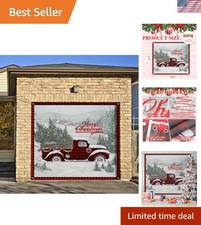 Festive 7x8 ft Christmas Garage Door Banner with Truck Design & Hemp Rope picture