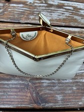 Vintage Etra 1960’s Purse Beige Leather Clutch Excellent Condition picture