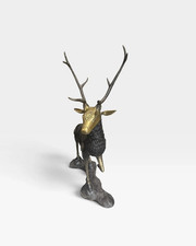Vintage Mid-Century Bronze & Brass Stag Deer Sculpture 51