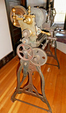 Antique Precision Lathe Original Cast Iron Stand 1900 Power feed Brass Controls picture