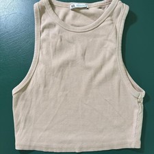 Zara Women's Tan and Cream Crop-top L picture