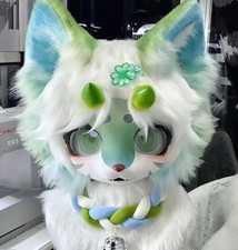 Fursuit Long haired Dog Fox Mascot Party Halloween Fur Cosplay(head) picture