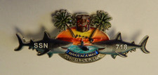 USS HONOLULU SSN-718 SUBMARINE INSIGNIA / BADGE - SHINY SILVER 3D/UV  (NUMBERED) picture