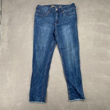 Seven7 Weekend Slim Fit Jeans Womens 8 Blue Mid Rise Straight Leg Frayed Hem picture