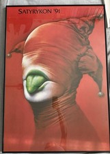 Polish Poster Satyrykon 91 by Wiesław Wałkuski Black Metal Frame 38”H X 27”W picture