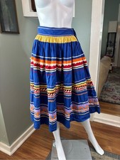 Vintage 50s Handmade Traditional Seminole Patchwork Midi Skirt 26” S Small picture