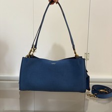 Coach Blue Leather Shoulder Tote Bag 34x17.5x12cm Detachable Crossbody Strap picture