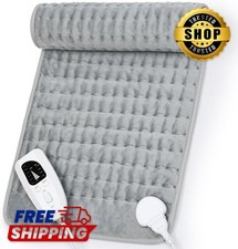 Electric Heating Pad for Back, 24x12 In, 6 Heat Levels, Silver Gray picture