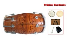 Professional Hand Carved Dholak 17” Nut Bolt Tunable Indian Folk Master Drum Bag picture