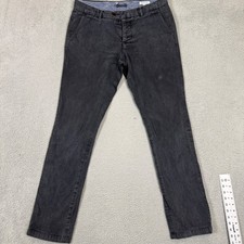 Gustin Mens Grey Twill Chino Pants Button Fly Straight Leg Size 35 picture
