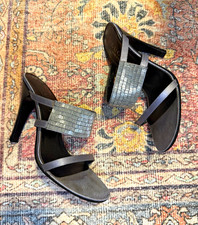 Vintage 2000’s Gucci by Tom Ford Silver Satin Embellished Heeled Mules Size picture