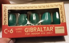 GIBRALTER LAMPS Vintage Replacement Bulbs C6 Green NOS Box Of 5 Mini Base picture