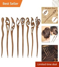 Elegant 8 Pcs Hair Chopsticks Set - Sandalwood with Retro Patterns for Women picture