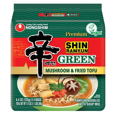 Nongshim Shin Ramyun Green Ramen Noodle Soup Pack, 4.4oz x 4 Count, Shelf-Stable picture