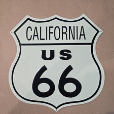 Vintage California US Route 66 Galvanized Metal Shield Sign Painted Embossed 11” picture