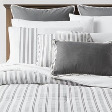 8pc King Reversible Classic Stripe Comforter Set Gray/White - Threshold: picture