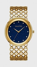 MASTRI Women’s Quartz Dress Watch Gold-Tone Bracelet Blue Celestial Dial picture