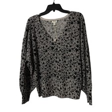 NWT Garnet Hill Womens Long Sleeve Wool Pullover V Neck Top Blouse Shirt Size XL picture