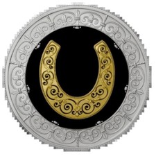 2021 Laos Lucky Horseshoe Silver Gold Gilded Coin Good Luck Happiness 50000 Kip picture