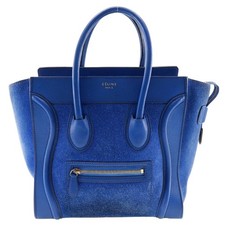 CELINE Luggage micro Handbag blue Suede/Calfskin Women picture