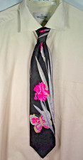 Leonard Paris Silk Tie – Jeweled Butterfly & Pink Iris Print – 90s Vintage picture