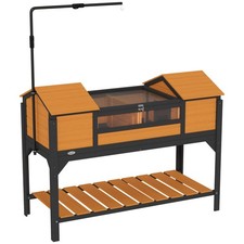 Wooden Tortoise Habitat W/ Adjustable Lamp Holder 2 Houses, Yellow picture