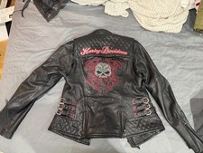 Harley-Davidson Women's Scroll Skull Leather Jacket 98104-16VW M NWOT No Hoodie picture