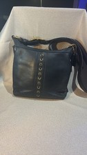 Vintage Coach Black Leather Duffel Sac Bucket Bag with Grommet Detail picture