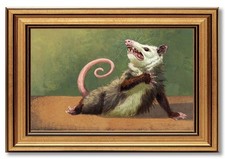 Gold Framed Funny Opossum Canvas Wall Art Humor Opossum Painting Picture Wall... picture