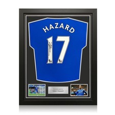 Eden Hazard Signed Original Chelsea 2013-14 Jersey (Original Print). Framed picture