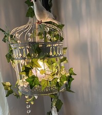 Shabby Chic Bird Cage Chandelier Crystal Plug In Swag Lamp Light Fixture picture