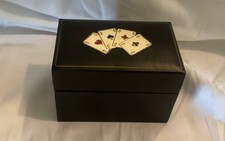 Vintage  Italian  Embossed Leather Playing Cards Deck Holder  2 Decks picture