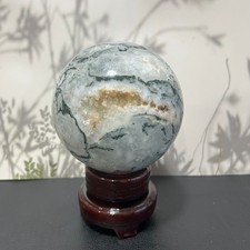 2.83LB Natural Moss Agate Quartz Sphere Crystal Magic Ball Healing G7787 picture