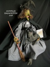 PATTERN, 27 in., Halloween witch, primitive doll, handmade, Dumplnragamuffin 246 picture