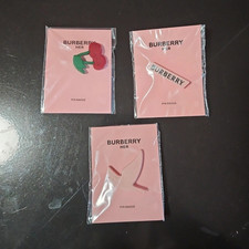 Burberry HER Logo & Fruit Pin Badge Set Lot of 3, Plastic, Multicolor picture