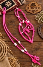 Bosal Riendas Rosa Blanco Charras Pink White Horse Halter/ Lead Rope picture