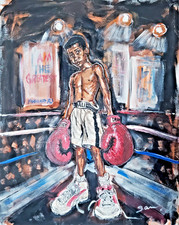 The Young G.O.A.T Cassius Clay Boxing Original Acrylic Painting Ali Inspired Art picture