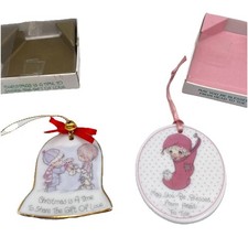 2 VTG 1986 & 1990 Precious Moments Collectible Ceramic Ornaments w/ Orig Boxes picture