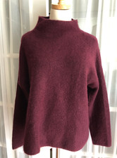 Eileen Fisher Cashmere Silk Bliss XS Relaxed Mock Neck Turtleneck Sweater Wine picture