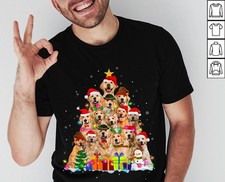 Hot Christmas Golden Retrievers Tree Xmas Gift Dog Lover Shirt 1C119 picture