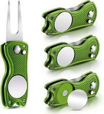 Skylety 4 Pcs Golf Divot Repair Tool Metal Foldable Grass Green picture