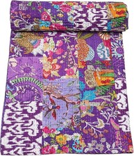 King Size Indian Patchwork Indian Handmade Kantha Vintage Quilt 90X108 picture