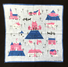Vtg Virginia Hankie Souvenir Williamsburg Emily Whaley Signed Hanky Handkerchief picture