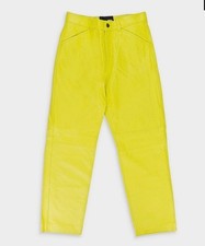 SP5DER Men's Debossed Leather Yellow Casual Pants Size 30 picture