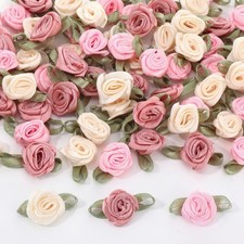 300 Pcs Mini Roses for Crafts 15 mm Mini Small Satin Ribbon Roses Flowers Art... picture