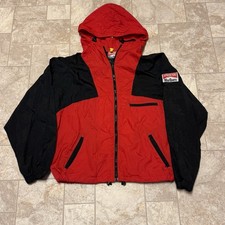 Vintage 90s Marlboro Adventure Team Windbreaker Jacket Red Black Hooded L picture